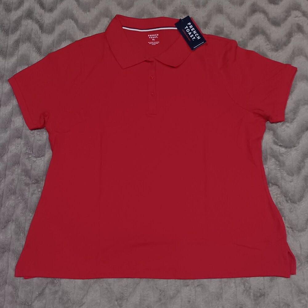 French Toast Womens Size XL Red Short Sleeve Polo Shirt NWT